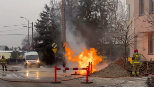 Zapłon gazu po uszkodzeniu gazociągu w Szczecinie. Ewakuowano 17 mieszkańców
