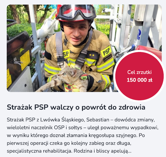 Strażak PSP z Lwówka Śląskiego walczy o powrót do zdrowia